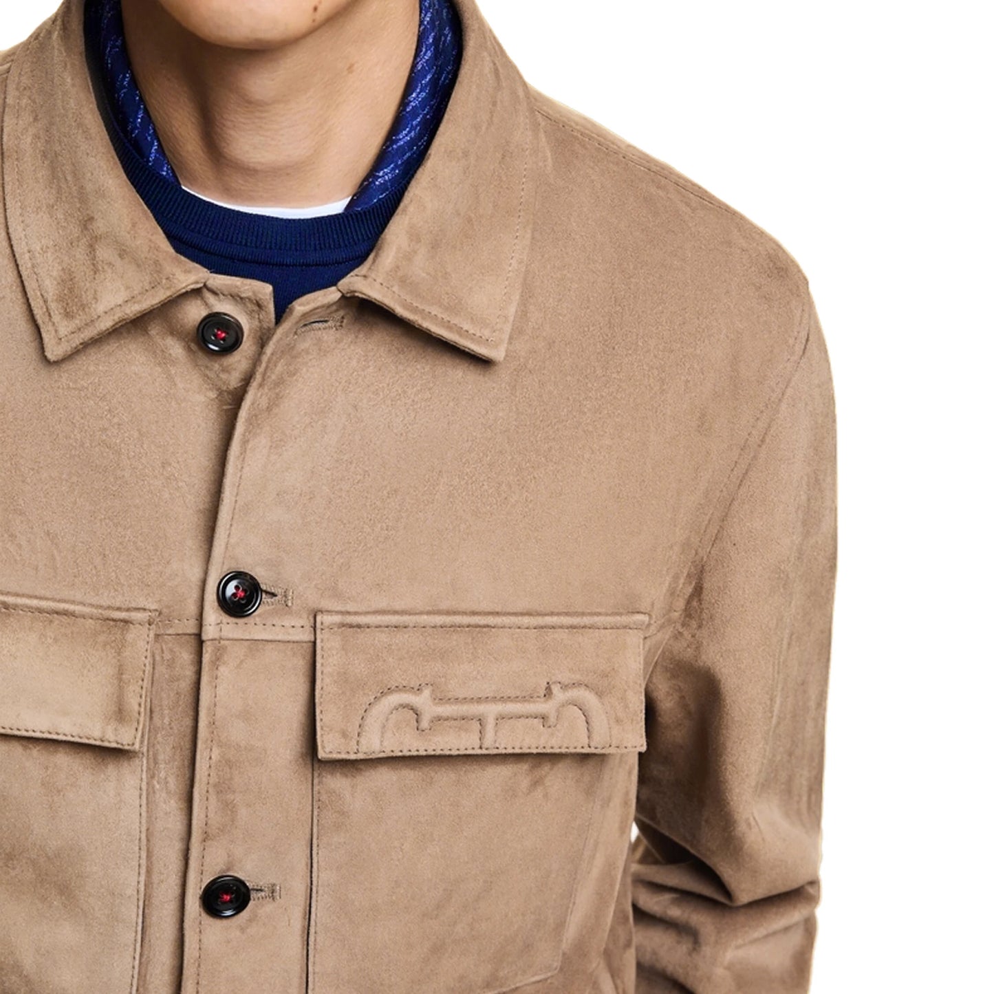 CHCH Men's Fashion Long Sleeve Solid Faux Suede Shirt Single Pocket Simple Design Casual Shirts Coat