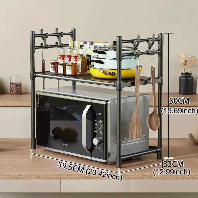 Multi-Layer Microwave Rack 3-Tier Adjustable Height Space Saving Organizer Smart Storage For EU Kitchen Countertop BPA-Free