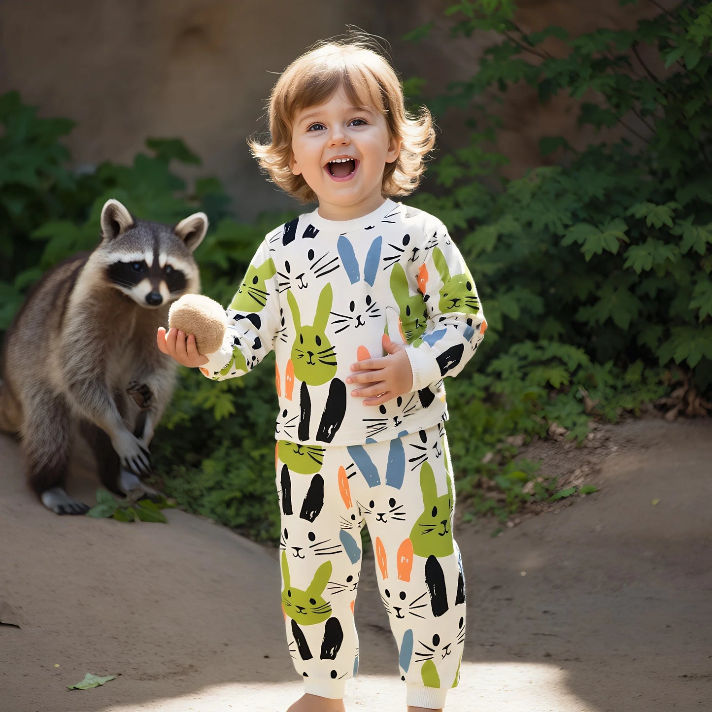 Baby Little Kids Clothing Sets Long Sleeve Tops + Long Pants Infants Bunny 2Pcs Unisex