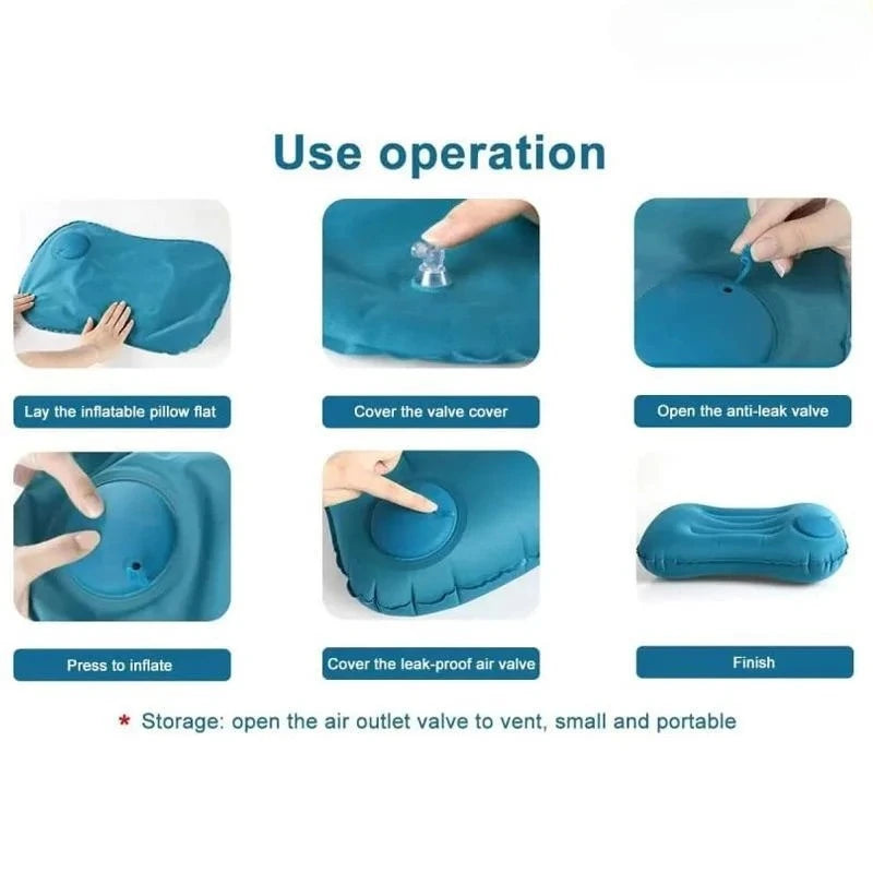 Flocking Inflatable Square Pillow Multifunctional Outdoor Camping Portable Storage Travel Pillow Home Office Supplies