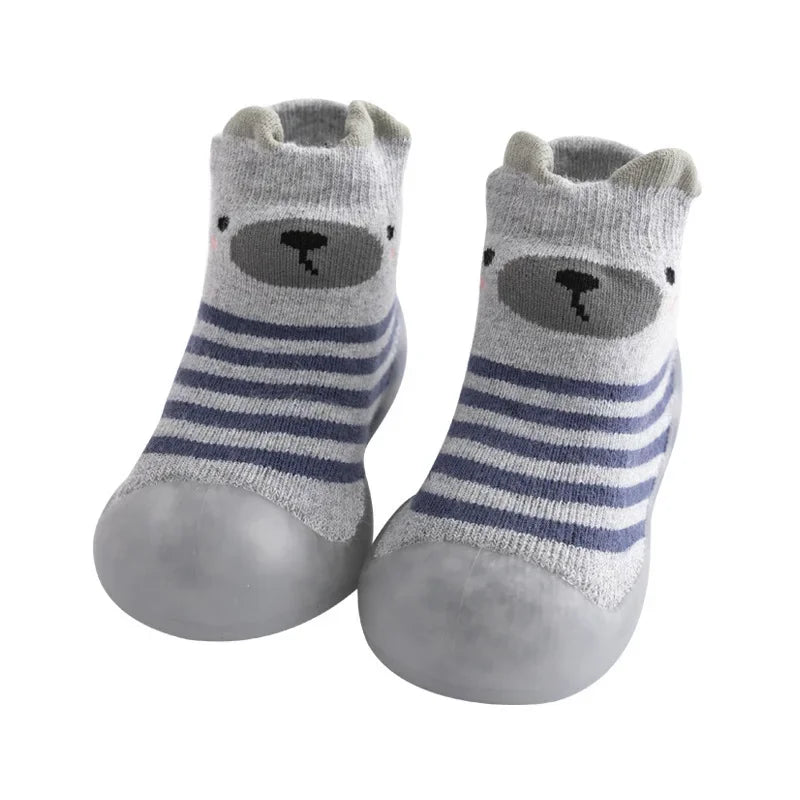 ‌Baby Girls Autumn Non-Slip Socks Soft Sole Learning Walk Cute Dog Fleece Lined Toddler Booties Anti-Skid Floor Socks