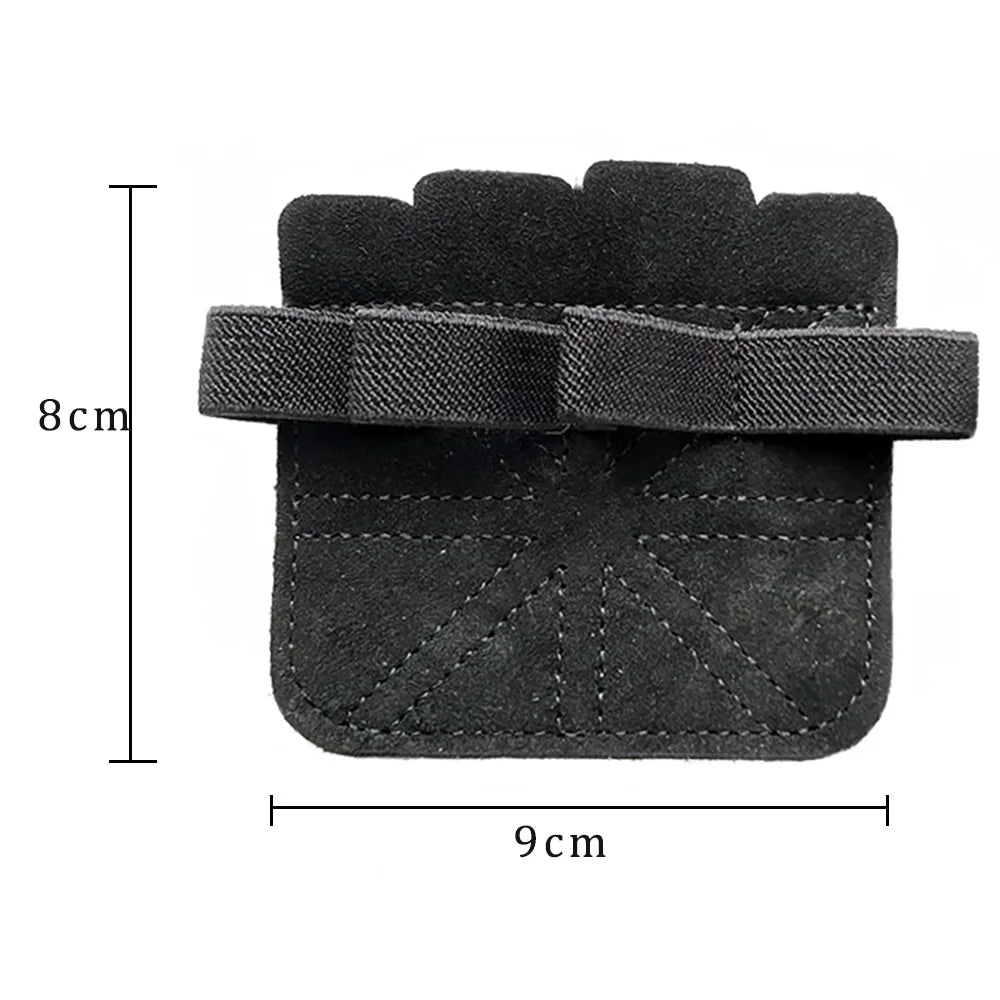 1 Pair Cowhide Weightlifting Gloves Four-finger Palm Protection Anti-slip Wear-resistant Fitness Sports Training Palm Guard