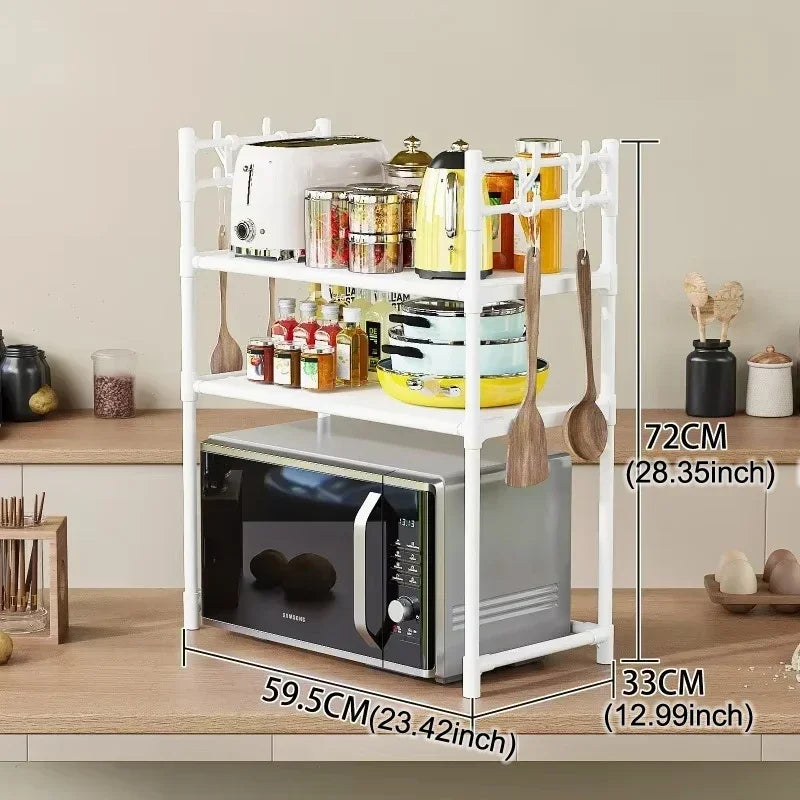 Multi-Layer Microwave Rack 3-Tier Adjustable Height Space Saving Organizer Smart Storage For EU Kitchen Countertop BPA-Free