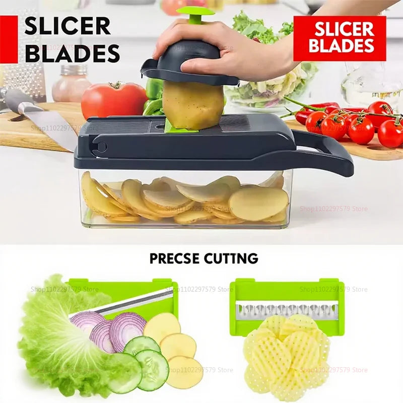 Multifunctional Vegetable Potato Slicer Grater Julienne Cutter Kitchen Gadgets Handheld Fruit Vegetable Chopper for Home Cooking