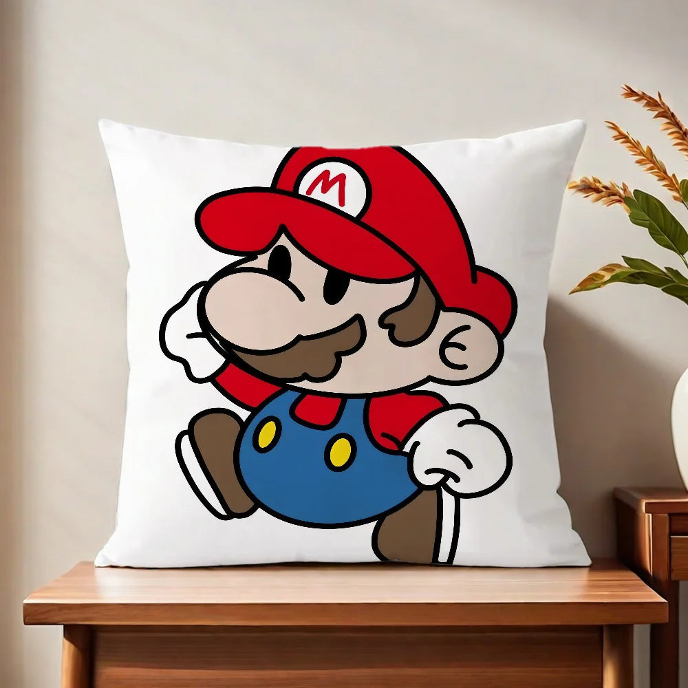 fanart Square soft Comfortable Super Pillow Case Cute for Sofa Living Room Home office face Pixel Decor Protective Cover M-Mario
