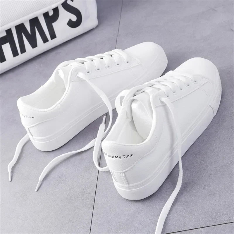 Women Sneakers Fashion Breathble Vulcanized Shoes Pu Leather Platform Shoes White Lace Up Casual Shoes Zapatos Mujer Chaussure