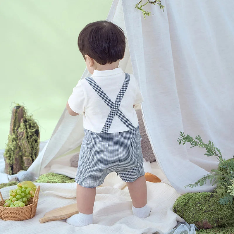 Dave Bella Baby Boys Bodysuits Plaid Short Sleeves Summer Jumpsuit Romper 3-24 Monthes Kids Baby Newborn Clothing DB2251447