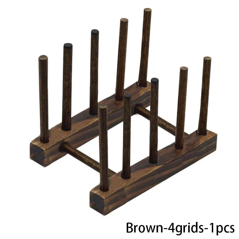 Multifunction Wooden Stand Rack Kitchen Dish Lid Drain Holder Organizer  Kitchen Sundries Rack Cups Shelf Table Book Display