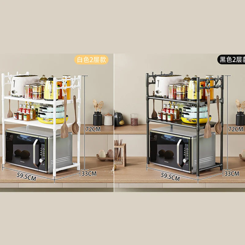 Multi-Layer Microwave Rack 3-Tier Adjustable Height Space Saving Organizer Smart Storage For EU Kitchen Countertop BPA-Free