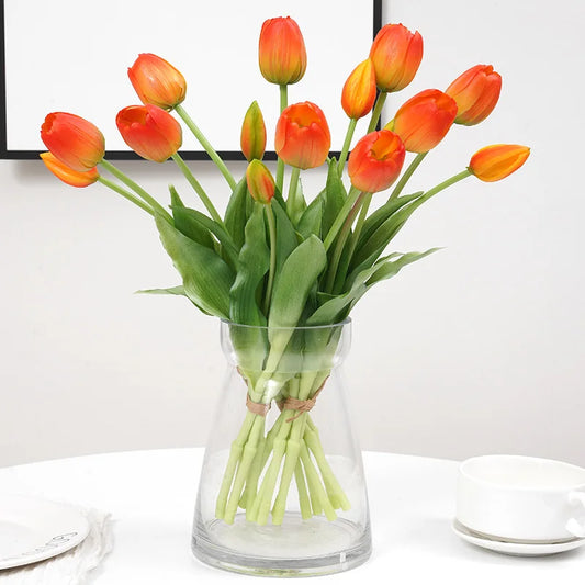 5pcs Tulips Artificial Flowers Luxury Silicone Real touch Tulip Bouquet Home Room Living Room Wedding Decora flores artificiales