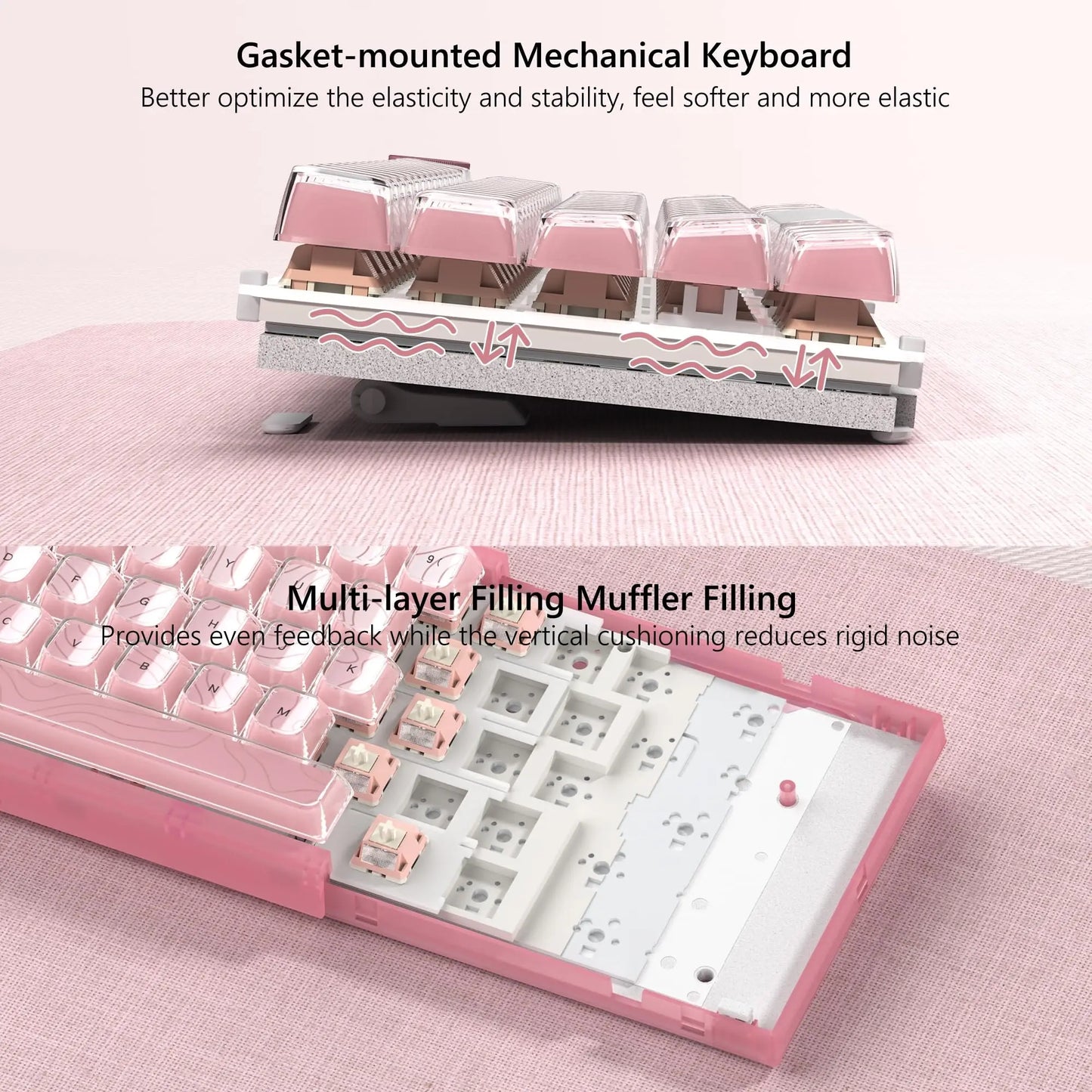 Womier V-K66 PRO 60% Custom Mechanical Keyboard QMK/VIA Creamy Gasket Mount Hot Swappable RGB Wired Gaming Keyboard