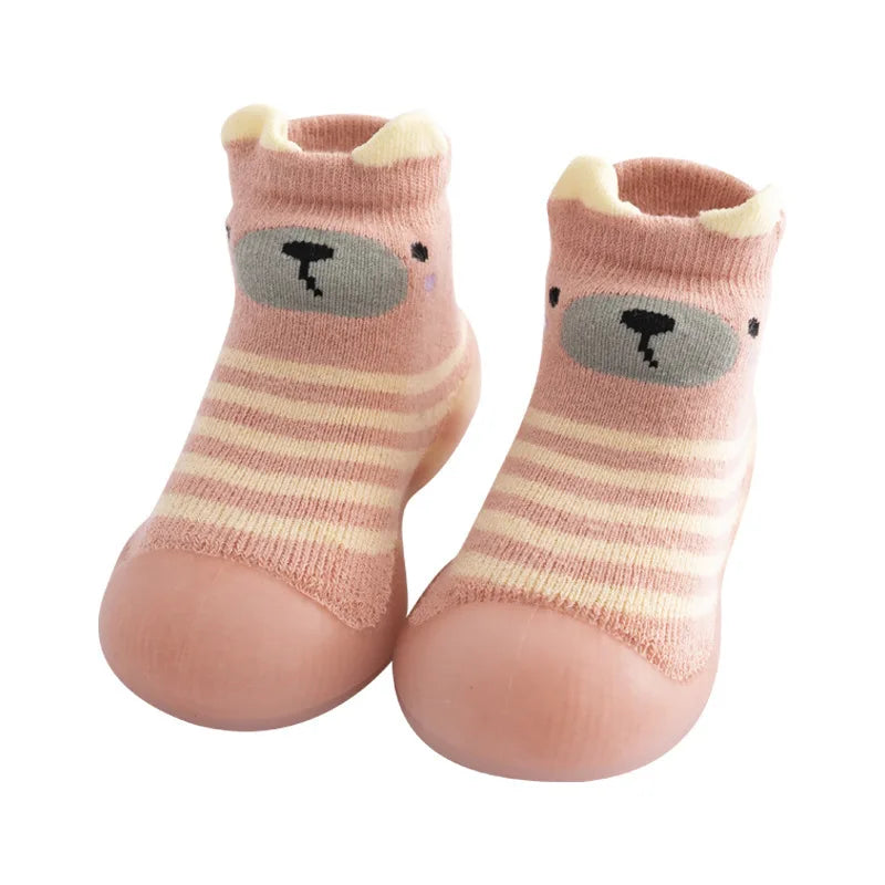 ‌Baby Girls Autumn Non-Slip Socks Soft Sole Learning Walk Cute Dog Fleece Lined Toddler Booties Anti-Skid Floor Socks