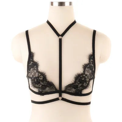 XT8Sexy Black Body Harness Bondage Breast Sex Toy For Womern Erotic Lingerie Belts Elastic Strappy Tops Caged Bras@XT6！