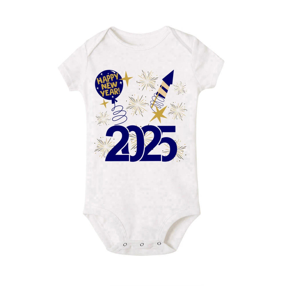 Baby Bodysuit Hello 2025 Inant Romper New Year Baby Gift Toddler Short Sleeve Jumpsuit Boys Girls Clothes Newbron Shower Present