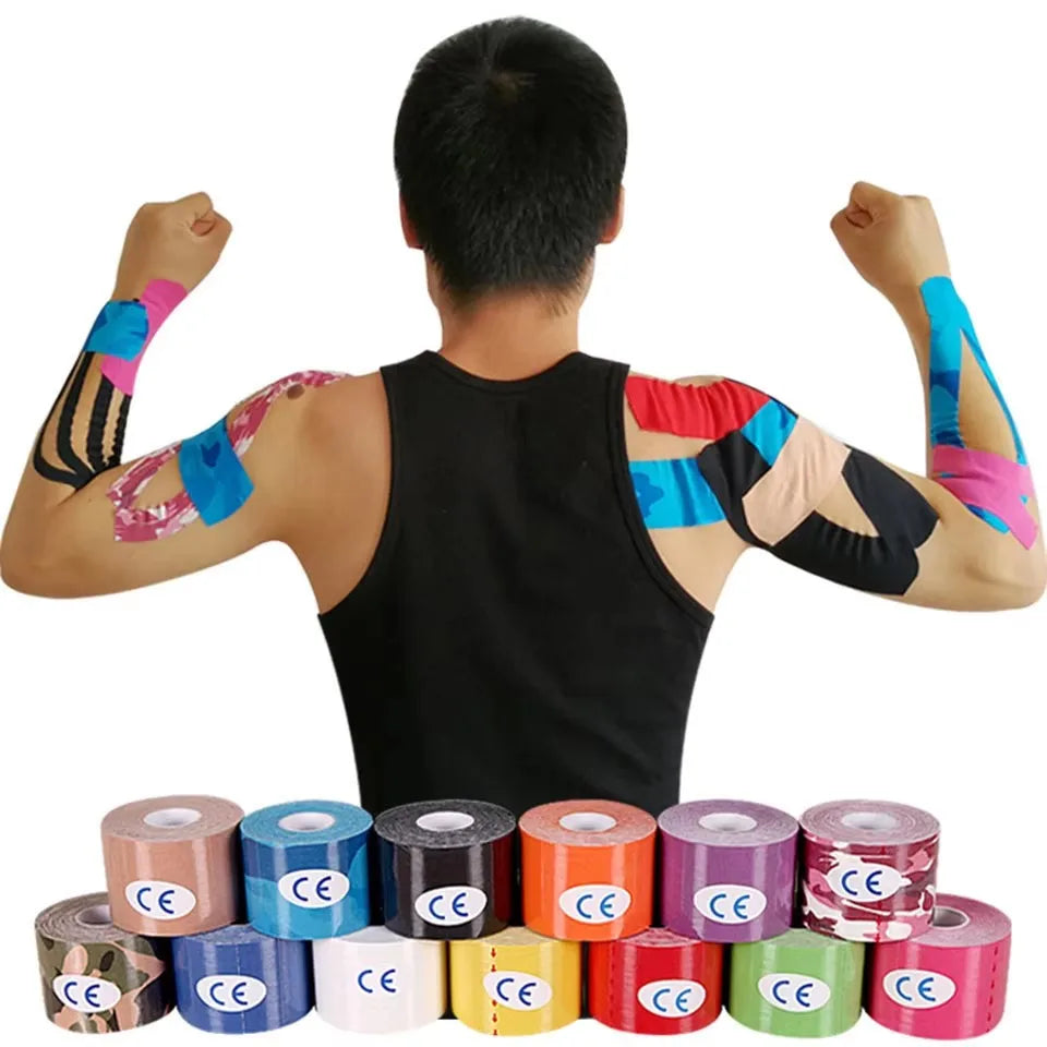 Muscle Patch Knee Muscle Protector Pain Relief Elastic Bandage Sport Recovery Tape Strapping Gym Fitness Tennis Running Unisex