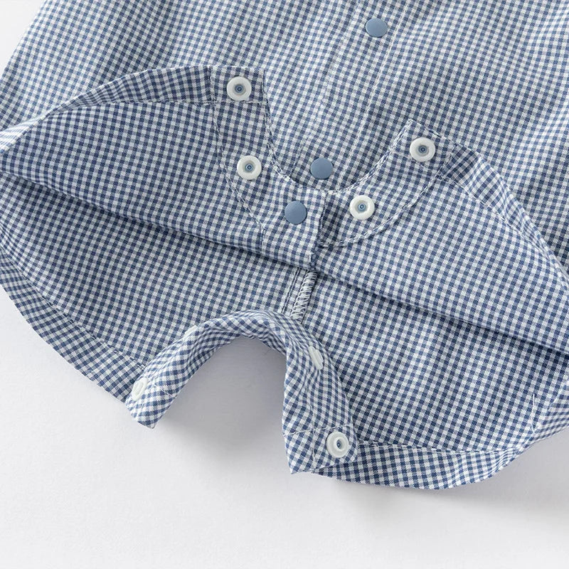 Dave Bella Baby Boys Bodysuits Plaid Short Sleeves Summer Jumpsuit Romper 3-24 Monthes Kids Baby Newborn Clothing DB2251447