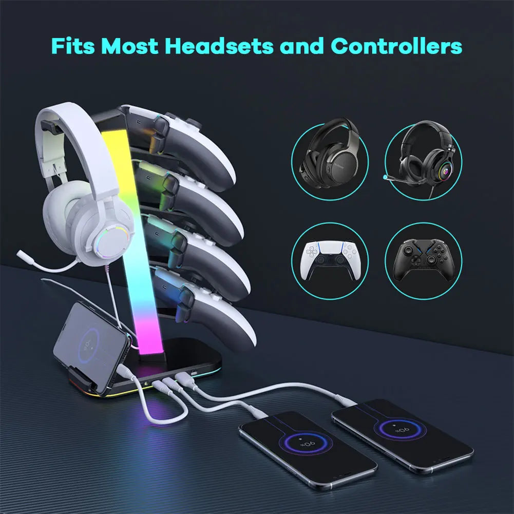 3 in 1 Headphone and Controller Stand Earphone Stand Gaming Controller Headset Holder for Switch/Headphones/Controller Storage