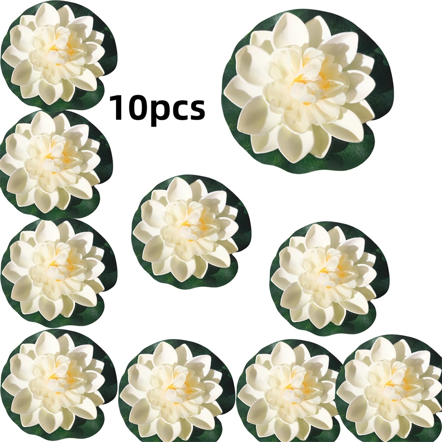 10pc Colorful Artificial Floating Water Lily Simulation EVA Lotus-Leaf Flowers Water Lily Pond Plants for Gardens Home Fish Tank