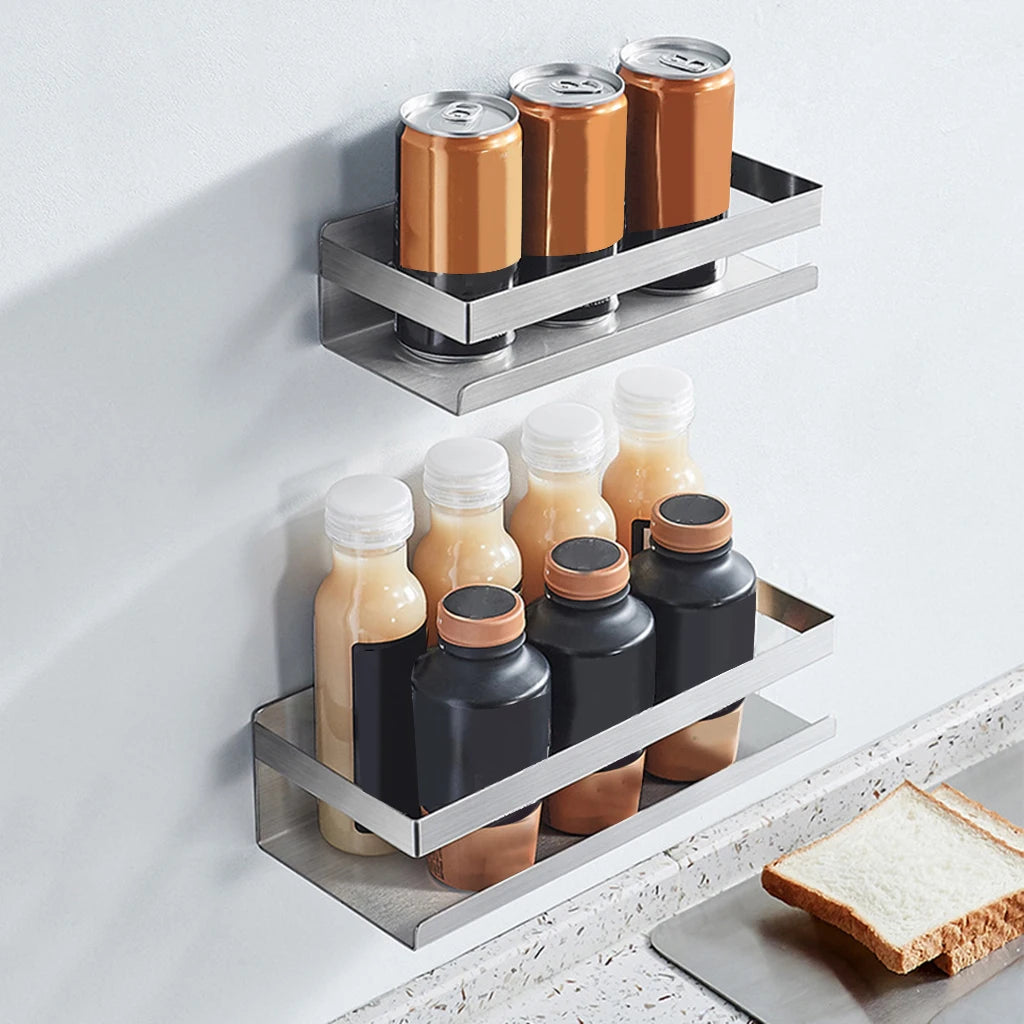 Spice Rack Wall Mounted Seasoning Rack, Stainless Steel Storage Holder Organizer Kitchen Supplies Accessory Save Space