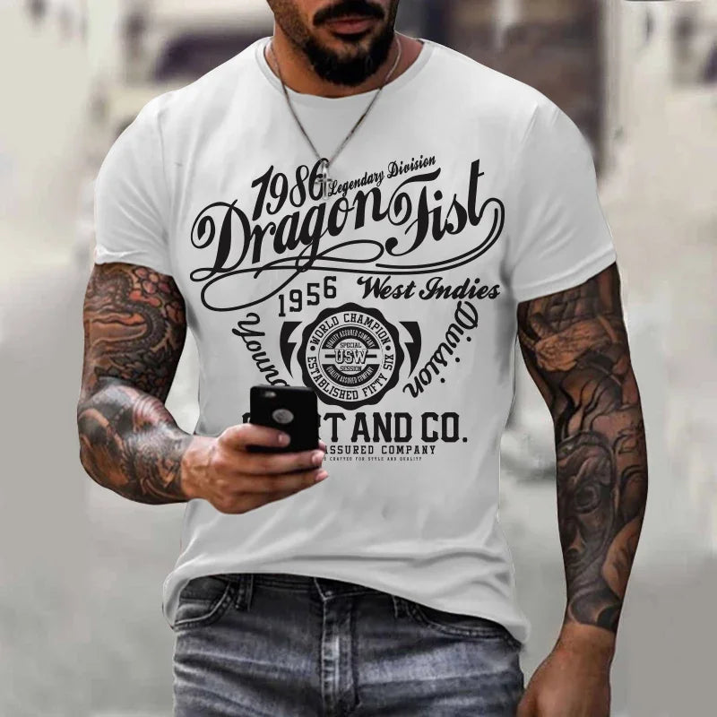 2025 Summer New O Neck Short Sleeve Graphic T-Shirt Casual Versatile Trendy Fashion Oversized T-Shirt Men Clothing