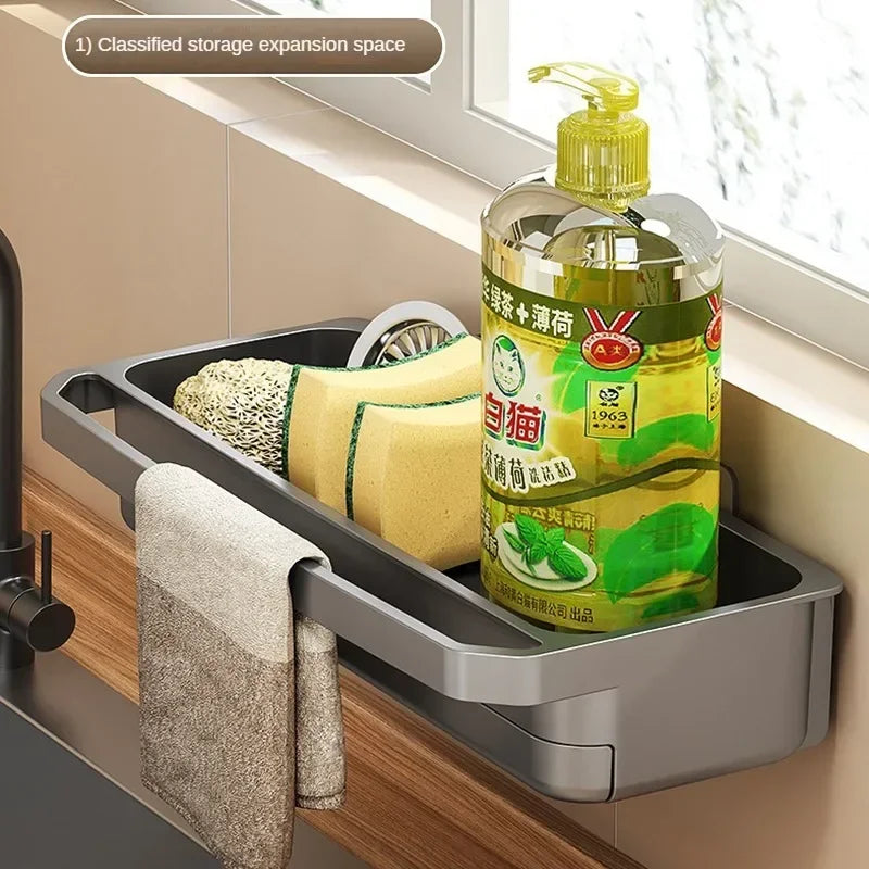 Drain Rack Kitchen Sink Organizer Self-draining Shelf Sponge Holder Dishcloth Faucet Storage Soap Drainer Kitchen Accessories