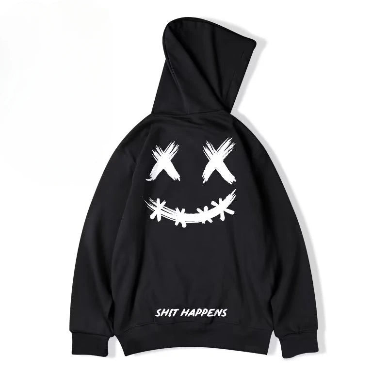 M-8XL Men Oversized Pullover Hoodie Fashion Loose American Trendy Hip Hop Emoji Marshmello Print Long Sleeve Couple Clothes