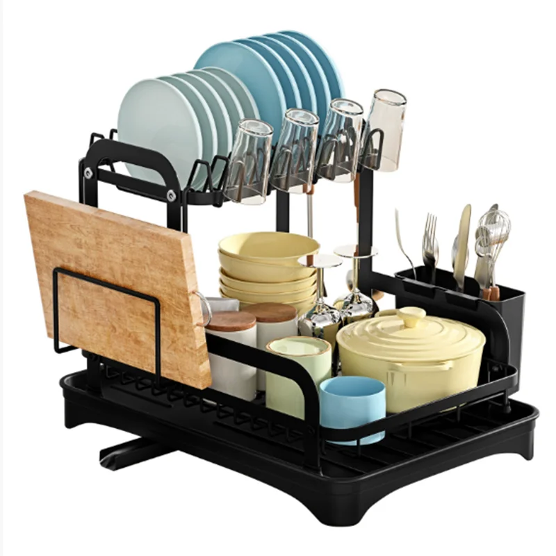 Kitchen Storage Rack Multi-Function Bowl and Utensil Drain Organizer Small Family Tableware Draining Rack and Storage Box