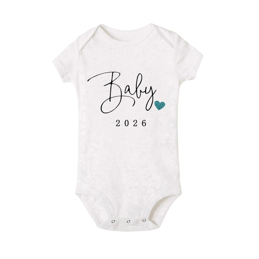 Baby 2026 Pregnancy Announcement Newborn Baby Bodysuits Summer Boys Girls Romper Jumpsuit Clothes Outfit