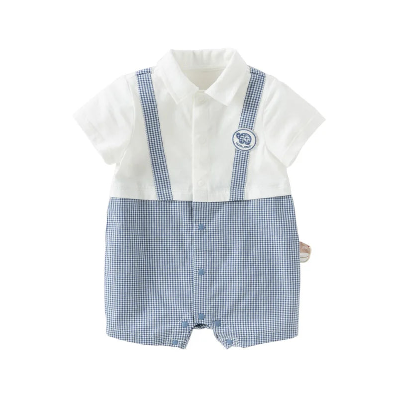 Dave Bella Baby Boys Bodysuits Plaid Short Sleeves Summer Jumpsuit Romper 3-24 Monthes Kids Baby Newborn Clothing DB2251447