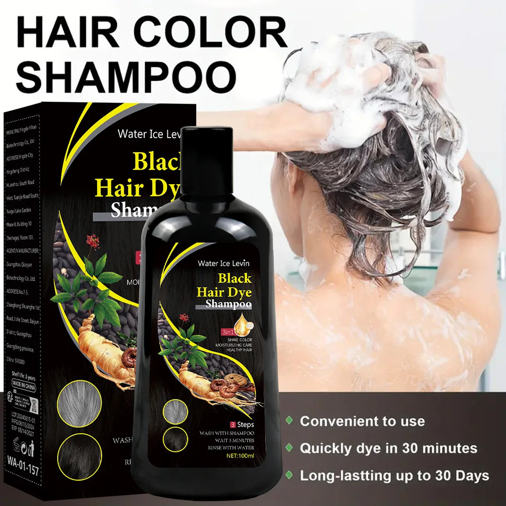 New 100ml Black Hair Color Dye Hair Shampoo Cream Organic Permanent Covers White Gray Shiny Natural Ginger Essence For Women Men